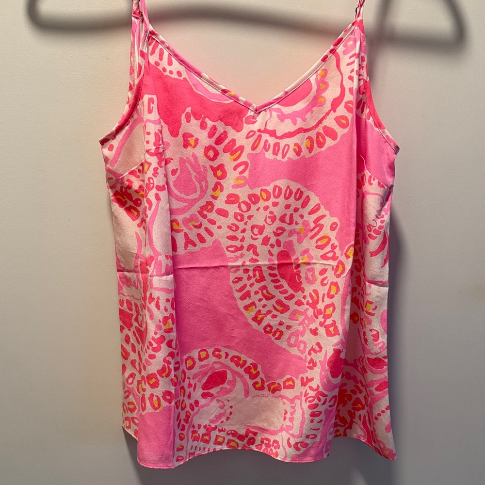 Lilly Pulitzer Pink & White Printed Silk Cami Top